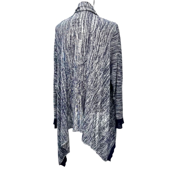 DKNY PURE BLUE AND WHITE OPEN KNIT CARDIGAN ASYMMETRICAL HEM SPACE DYE - Picture 6 of 15